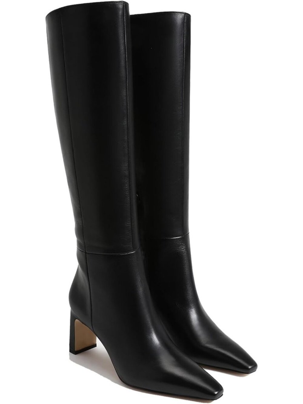 Women's  Black Chunky Block Heeled Tall Block Wide Calf Knee High Boots